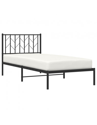 Giroletto con Testiera in Metallo Nero 90x200 cm