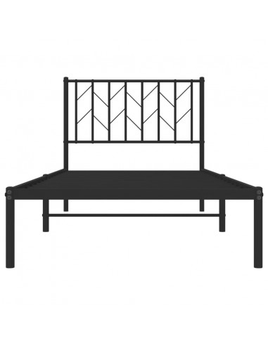 Giroletto con Testiera in Metallo Nero 90x200 cm