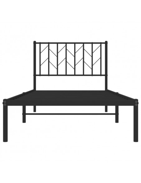 Giroletto con Testiera in Metallo Nero 90x200 cm