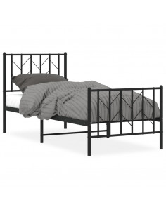 Giroletto con Testiera e Pediera Metallo Nero 75x190 cm 2