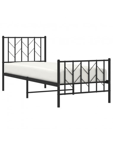 Giroletto con Testiera e Pediera Metallo Nero 75x190 cm