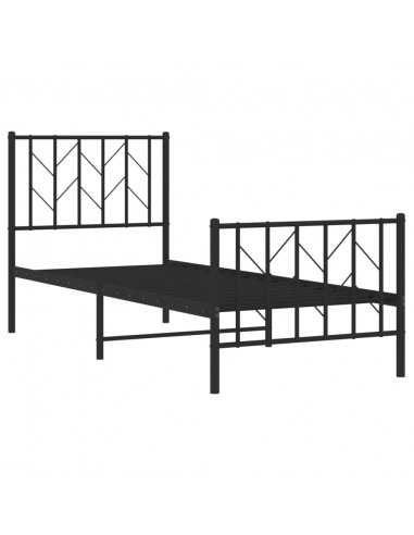 Giroletto con Testiera e Pediera Metallo Nero 75x190 cm