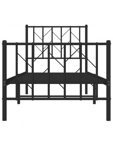 Giroletto con Testiera e Pediera Metallo Nero 75x190 cm