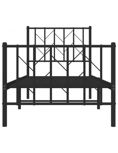 Giroletto con Testiera e Pediera Metallo Nero 75x190 cm