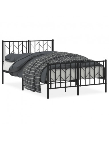 Giroletto con Testiera e Pediera Metallo Nero 120x200 cm
