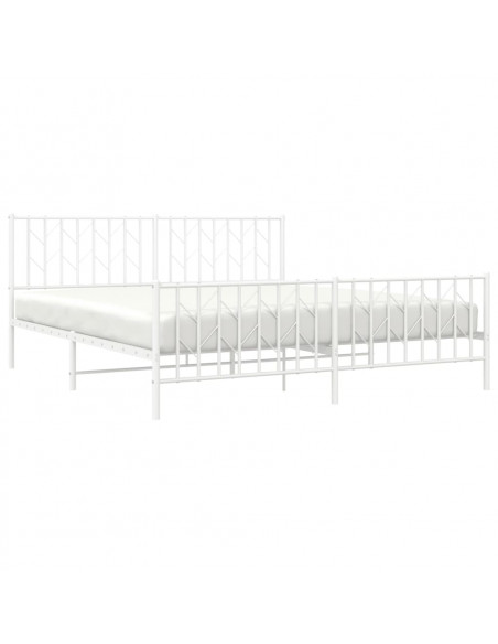 Giroletto con Testiera e Pediera Metallo Bianco 183x213 cm