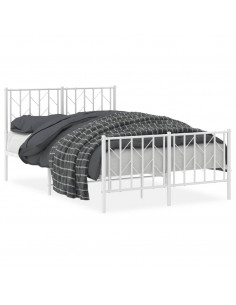 Giroletto con Testiera e Pediera Metallo Bianco 120x200 cm 2