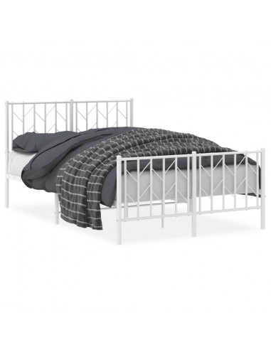 Giroletto con Testiera e Pediera Metallo Bianco 120x200 cm