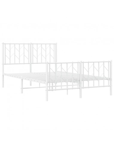 Giroletto con Testiera e Pediera Metallo Bianco 120x200 cm