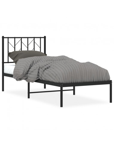 Giroletto con Testiera in Metallo Nero 75x190 cm