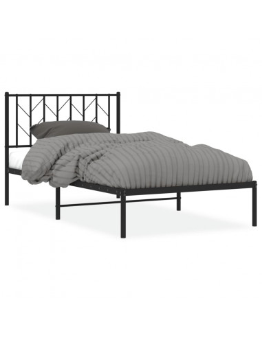 Giroletto con Testiera in Metallo Nero 100x190 cm