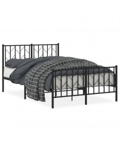 Giroletto con Testiera e Pediera Metallo Nero 120x190 cm 2