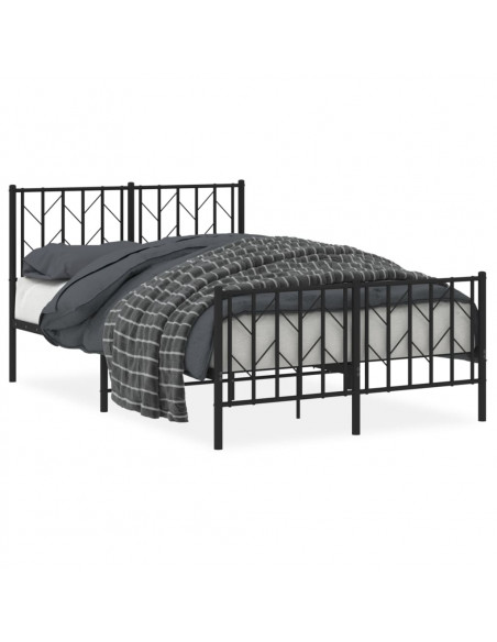 Giroletto con Testiera e Pediera Metallo Nero 120x190 cm