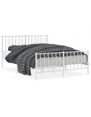 Giroletto con Testiera e Pediera Metallo Bianco 135x190 cm
