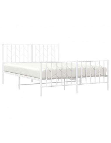 Giroletto con Testiera e Pediera Metallo Bianco 135x190 cm