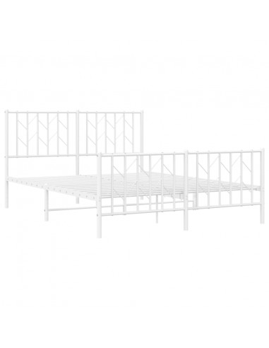 Giroletto con Testiera e Pediera Metallo Bianco 135x190 cm