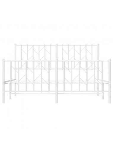 Giroletto con Testiera e Pediera Metallo Bianco 135x190 cm