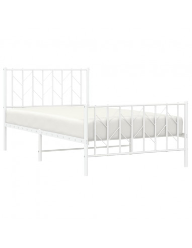 Giroletto con Testiera e Pediera Metallo Bianco 100x200 cm