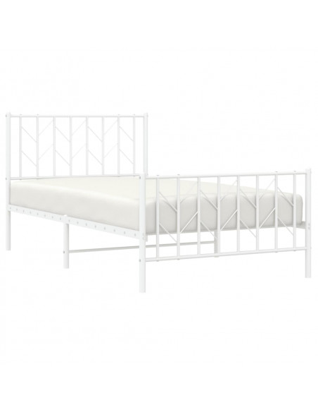 Giroletto con Testiera e Pediera Metallo Bianco 100x200 cm