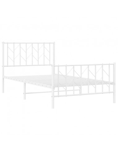 Giroletto con Testiera e Pediera Metallo Bianco 100x200 cm