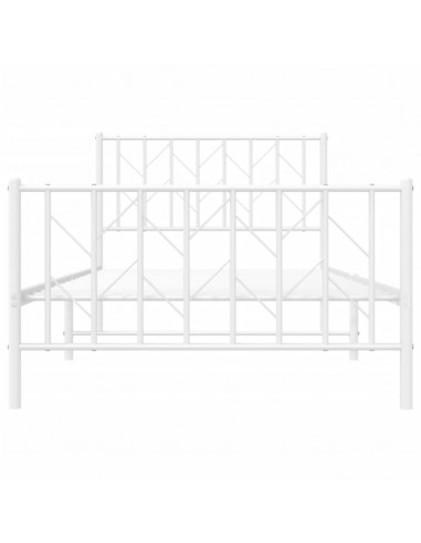 Giroletto con Testiera e Pediera Metallo Bianco 100x200 cm