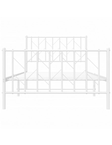 Giroletto con Testiera e Pediera Metallo Bianco 100x200 cm