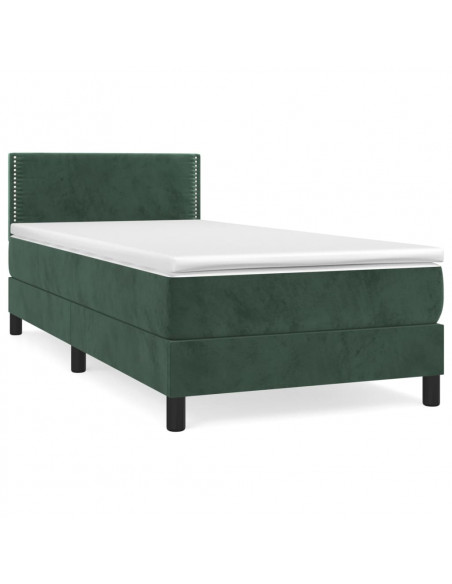 Giroletto a Molle con Materasso Verde Scuro 90x190 cm Velluto