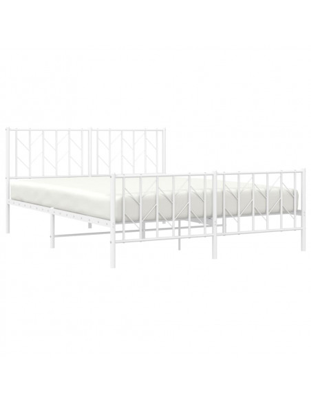 Giroletto con Testiera e Pediera Metallo Bianco 150x200 cm