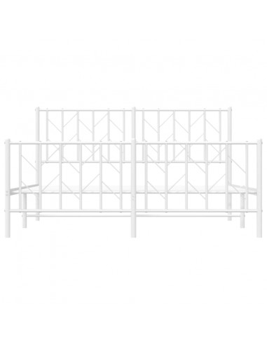 Giroletto con Testiera e Pediera Metallo Bianco 150x200 cm