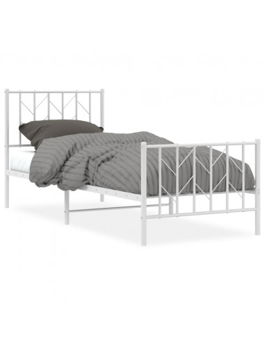 Giroletto con Testiera e Pediera Metallo Bianco 80x200 cm