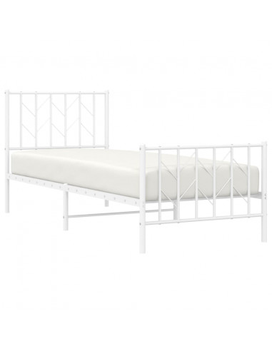 Giroletto con Testiera e Pediera Metallo Bianco 80x200 cm