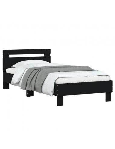 Giroletto con Testiera Nero 90x200 cm in Legno Multistrato