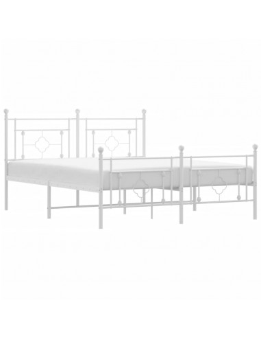 Giroletto con Testiera e Pediera Metallo Bianco 160x200 cm