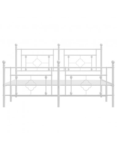 Giroletto con Testiera e Pediera Metallo Bianco 160x200 cm