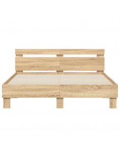 Giroletto con Testiera e LED Rovere Sonoma 140x200 cm 2