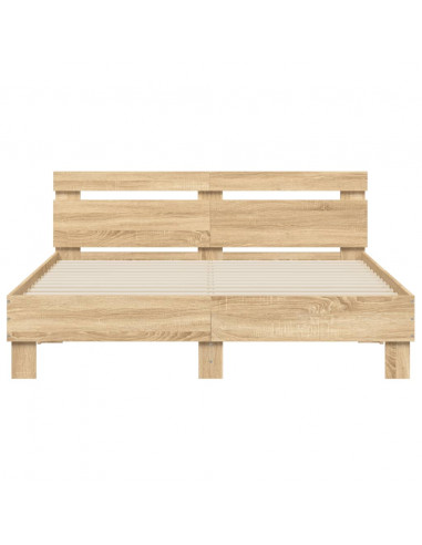 Giroletto con Testiera e LED Rovere Sonoma 140x200 cm