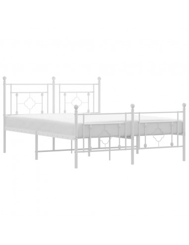 Giroletto con Testiera e Pediera Metallo Bianco 140x190 cm