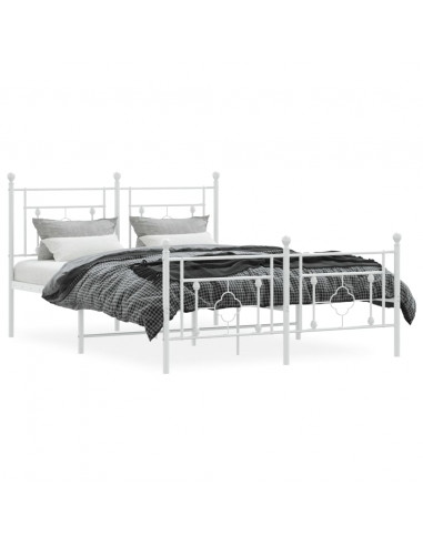 Giroletto con Testiera e Pediera Metallo Bianco 140x190 cm