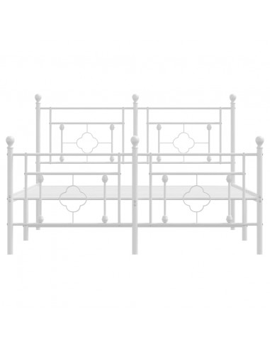 Giroletto con Testiera e Pediera Metallo Bianco 140x190 cm