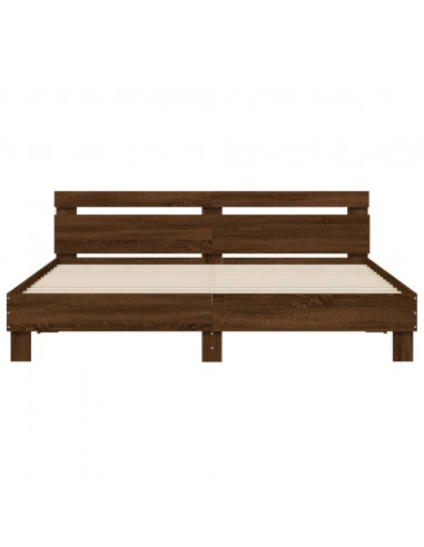 Giroletto con Testiera e LED Rovere Marrone 200x200 cm