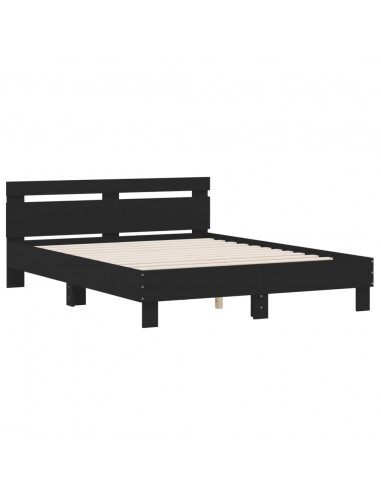 Giroletto con Testiera Neri 140x190 cm in Legno Multistrato