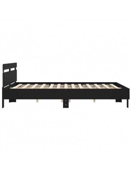 Giroletto con Testiera e LED Nero 200x200 cm