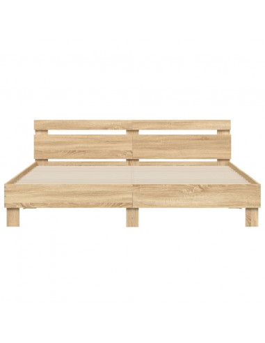 Giroletto con Testiera e LED Rovere Sonoma 180x200 cm