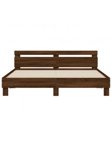 Giroletto con Testiera e LED Rovere Marrone 180x200 cm