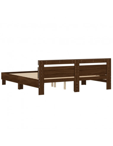 Giroletto con Testiera e LED Rovere Marrone 180x200 cm