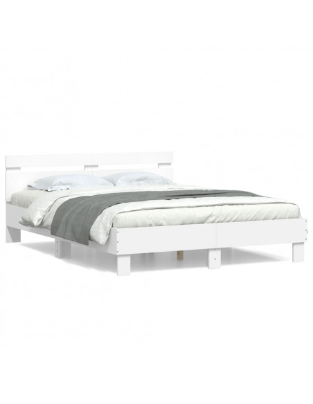 Giroletto con Testiera Bianco 140x190 cm in Legno Multistrato