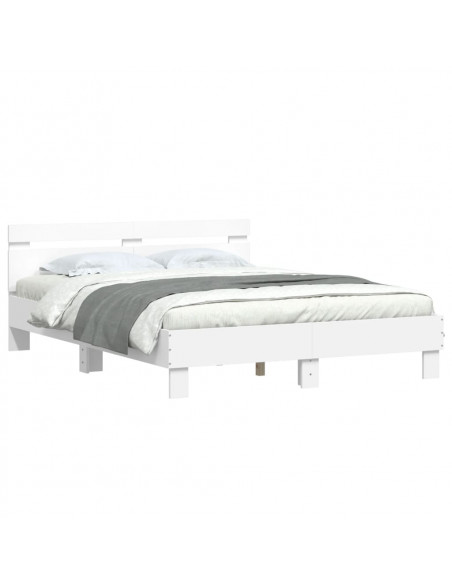 Giroletto con Testiera Bianco 140x190 cm in Legno Multistrato