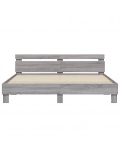 Giroletto con Testiera e LED Grigio Sonoma 200x200 cm 2