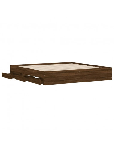 Giroletto Cassetti Rovere Marrone 200x200 cm Legno Multistrato