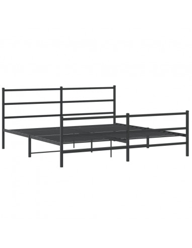 Giroletto con Testiera e Pediera Metallo Nero 193x203 cm